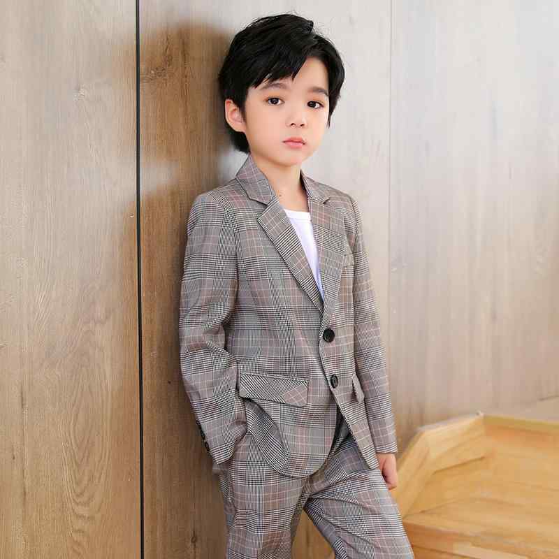ジャケット 男の子 キッズ フォーマルスーツ 韓流 韓国風 スリーピース レッド系 ブルー系 秋冬 チェック柄 誕生日 入学式 卒業式 発表会 演奏会 ステージ衣装