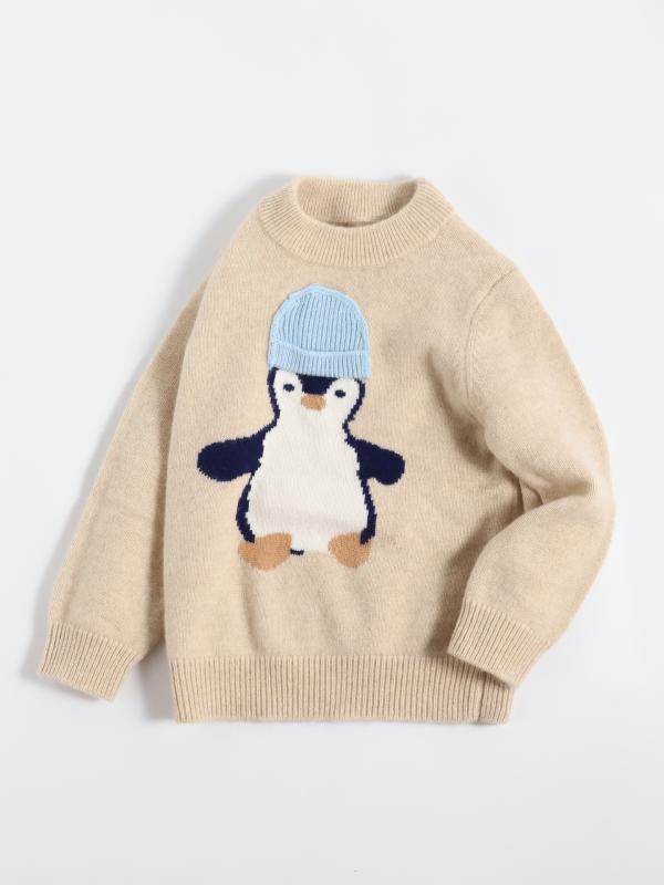 キッズ 御坊っちゃん ボーイズ カシミール 野羊カシミール スウェーター 編み物 ティーシャツ 長袖 朦々たる 生あたたかい 愛くるしい 人となり 毛の荒物柄 労働者の一団首っ玉 丸首 秋冬 通園 通学 普段使い走り 御部屋着 カーキ ベージュ系