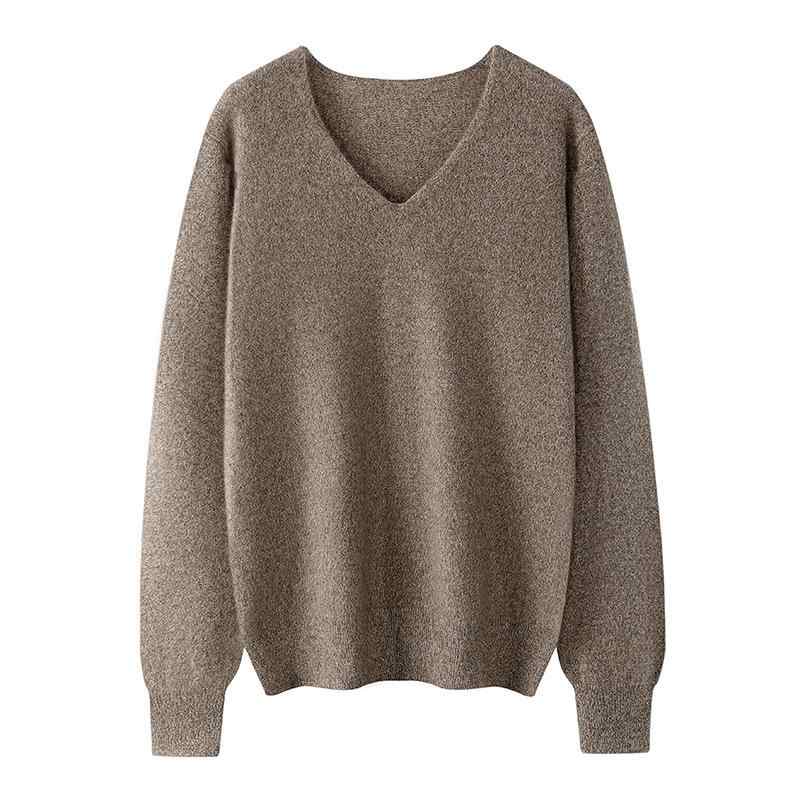 セーター レディース 女性用 純カシミヤ Vネック プルオーバー ゆったり 長袖 シンプル カジュアル 定番 着回し ニット 上品な肌触り 無地 ヘザーカラー 秋冬 インナー レイヤード