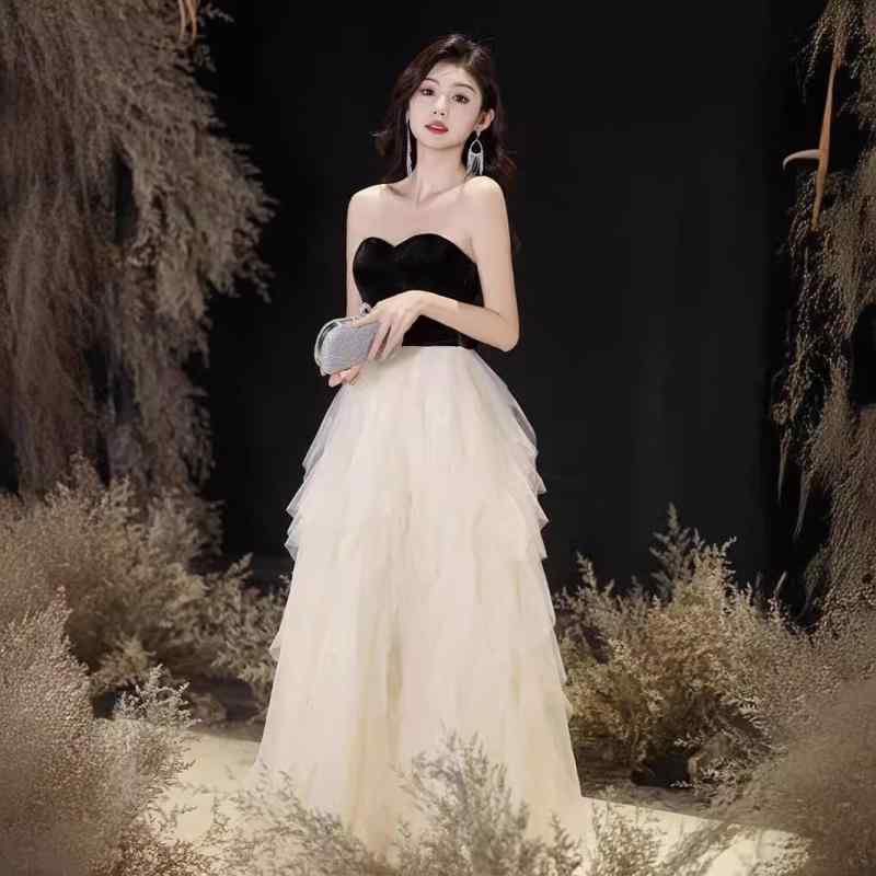 ドレス レディース 春夏 パーティー 結婚式 お呼ばれ フォーマル ビスチェドレス セクシー イブニングドレス ロングドレス Aライン エレガント 上品 高見え 黒 ブラック