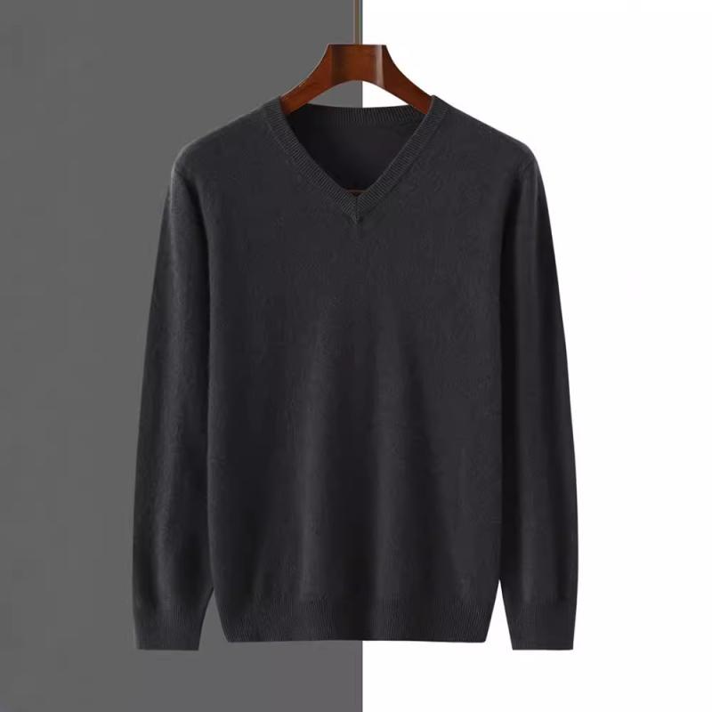 ニット メンズ 男性用 秋冬 カシミヤブレンド Vネック 長袖 ゆったり リラックスフィット 柔らか 快適 肌触り インナー 重ね着 カジュアル 普段使い セーター