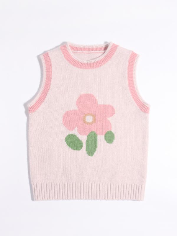 カシミヤニットベスト キッズ うしろ帯 もの言う花 秋冬 ノースリーブ 花柄 可愛らしい 今めかしい 朦々たる もの柔らか ティーシャツ 労働者の一団素っ首 サクラ色系 心地好い 普段着 お出かけ ベスト