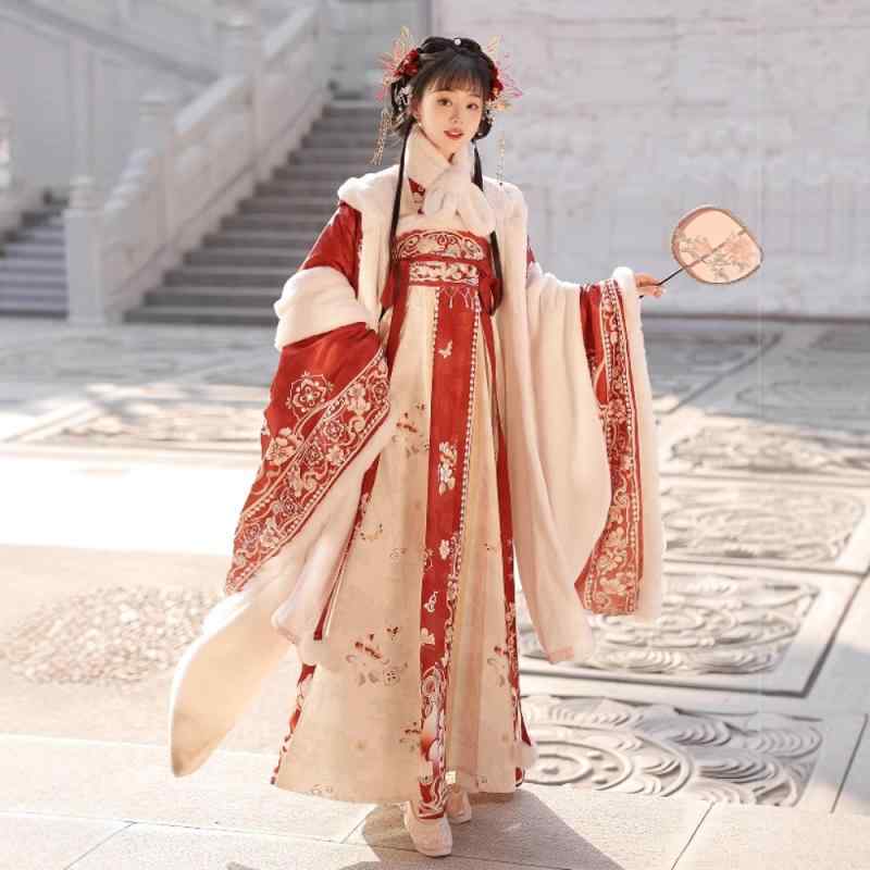 漢服 レディース 姫御前 姫 広袖トップス 斉胸襦裙 裏起毛 ボア ケープ マント ポンチョ 唐風 唐装 コスプレ 出来事 一こま御召しもの 告げ知らせる会 生あたたかい 保温 防寒 秋冬