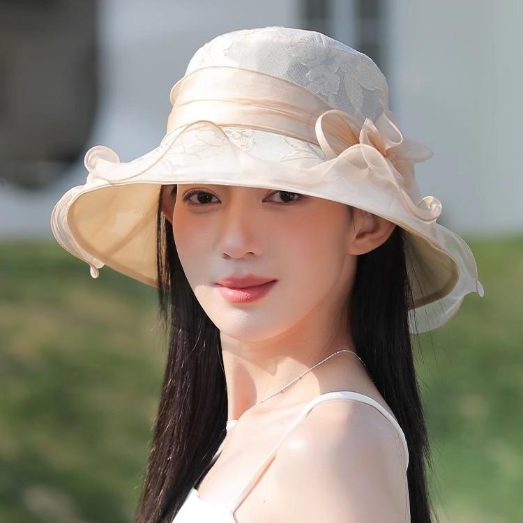 ハット レディース 女性用 桑蚕シルク 天然シルク 上品 エレガント リボン バケットハット 春夏 UVカット 紫外線対策 軽量 薄手 通気性 日よけ帽子 旅行 リゾート デイリーユース かわいい