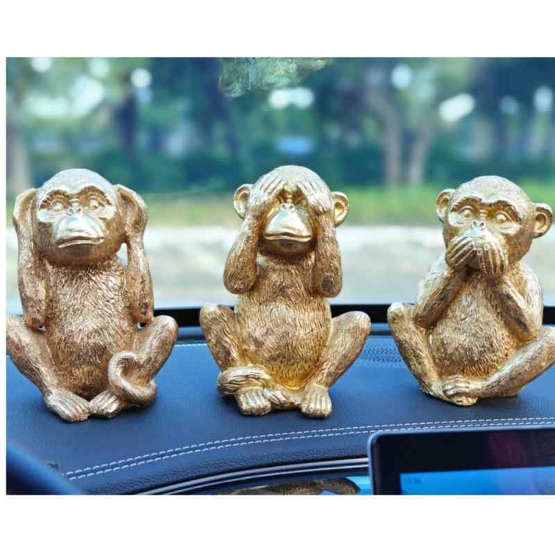 置物 三猿 見ざる聞かざる言わざる ゴールド 樹脂製 レジン モンキー おしゃれ かわいい モダン インテリア リビング 居間 オフィス デスク 卓上 オブジェ 飾り