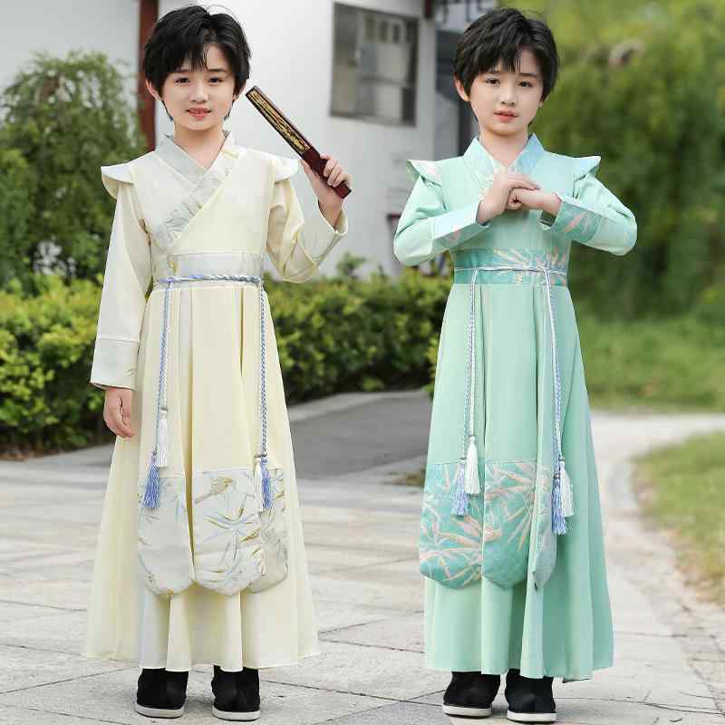 子供用 キッズ 男の子 女の子 漢服 唐装 古装 国学服 中国伝統 侠客 武侠風 舞台 演出 パフォーマンス コスチューム 春夏