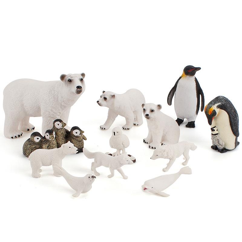 動物フィギュア キッズ 子供向け リアル 精巧 極地動物 南極エンペラーペンギン ホッキョクグマ PVC ミニチュア ジオラマ 置物 おもちゃ 知育玩具 コレクション