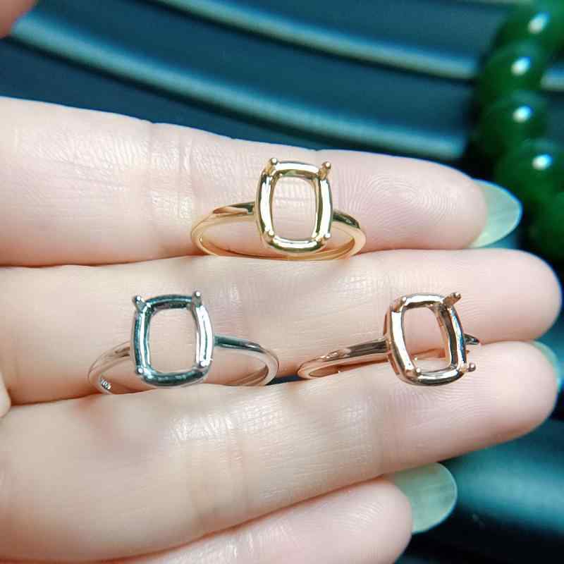 指輪 レディース S925シルバー シンプル クッションカット 6x8mm 台座 オープン フリーサイズ リング ホワイトゴールド ローズゴールド イエローゴールド おしゃれ 上品 高見え 普段使い カジュアル