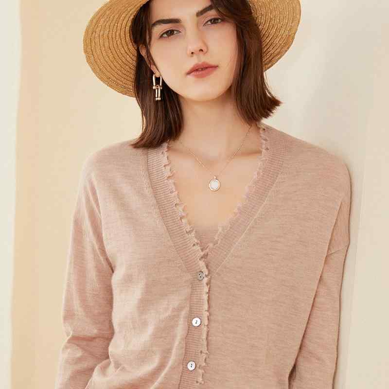 ニットカーディガン レディース カシミヤ Vネック 薄手 軽量 長袖 フリンジ 前開き シングルボタン ファインニット 冷房対策 羽織り 春夏 オフィス 通勤 普段使い 重ね着