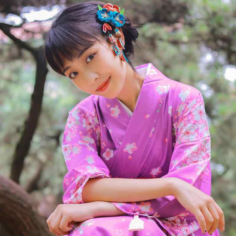 和服 レディース 女性用 和風 日本 着物 四季通用 正装 フォーマル 小紋 浴衣 ゆかた シワになりにくい 防シワ アイロン不要 ピンク 花柄 ポリエステル混紡