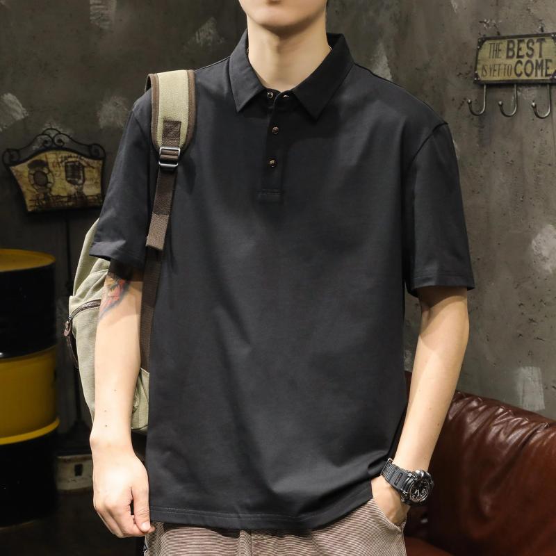 POLOシャツ メンズ 春夏 半袖 ゆったり ビッグシルエット ルーズフィット 薄手 軽量 コーマ綿 カジュアル デイリーユース ヴィンテージ風 トップス