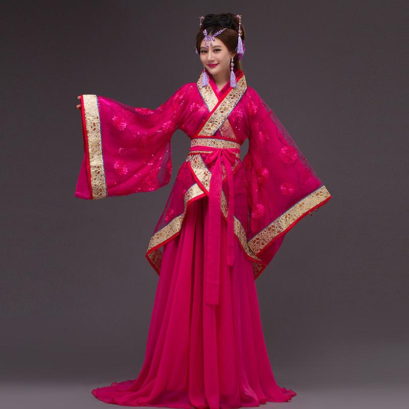 漢服 レディース 仙女貴妃 古風 中華風 ウェディング 花嫁衣装 レッド シフォン ポリエステル トレーン ロングワンピース 撮影 舞台衣装 発表会 ドレス
