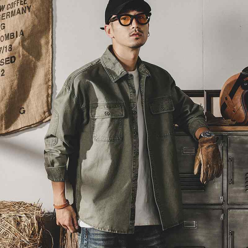 シャツ 男性用 メンズ 秋 アメカジ アメリカン レトロ ヴィンテージ トレンド カジュアル ヘビーウェイト 厚手 コーマ綿 コットン 形態安定 シワになりにくい ワークウェア 作業着 スポーツ アウトドア 普段使い ゆったり ビッグシルエット 大きいサ