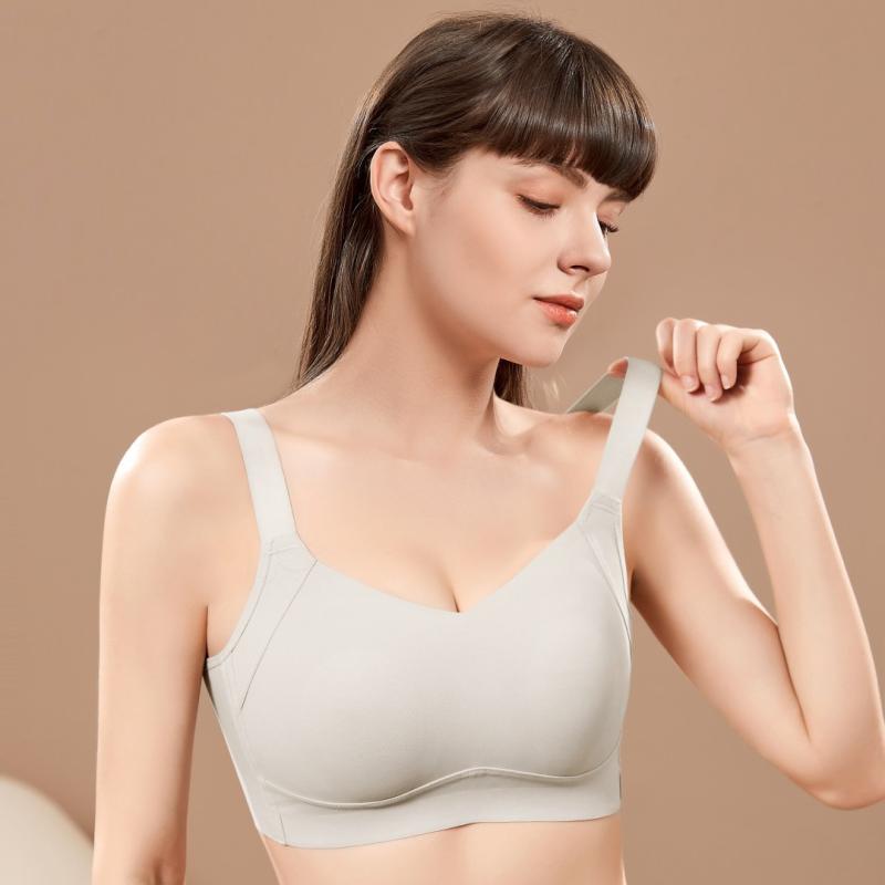ブラジャー レディース 夏 スムース 光沢感 シームレス ノンワイヤー 薄手 軽量 フルカップ 大胸 華奢見え すっきり バストアップ 垂れ防止 脇高 脇肉スッキリ 通気性 快適 接触冷感 美背デザイン