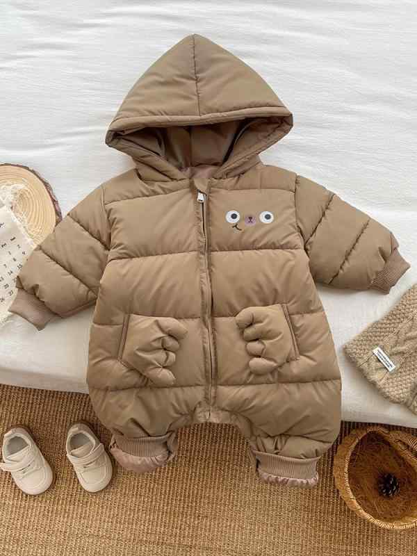 カバーオール 男の子 新生児 ベビー 冬 中綿入り 厚手 あったか 保温 ロンパース ファスナー開閉 アクリル素材 お出かけ 普段使い 韓国風