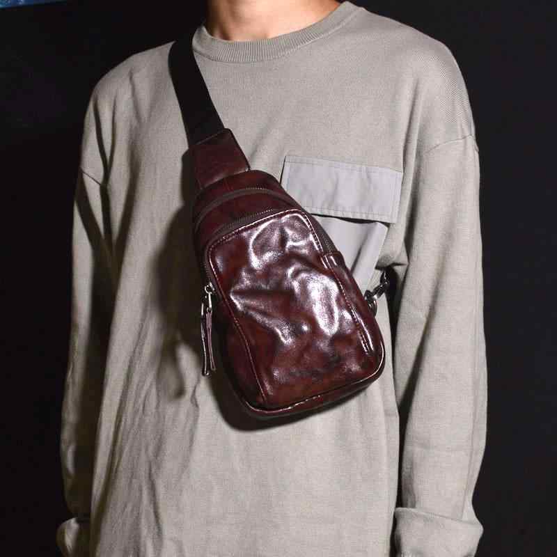 ショルダーバッグ メンズ 男性用 本革 牛革 レトロ ヴィンテージ ボディバッグ ウエストバッグ ワンショルダー 斜め掛け カジュアル 普段使い 旅行 お出かけ 耐摩耗 収納力 シンプル 無地 切り替え ダークブラウン レッドブラウン イエロー ブラック