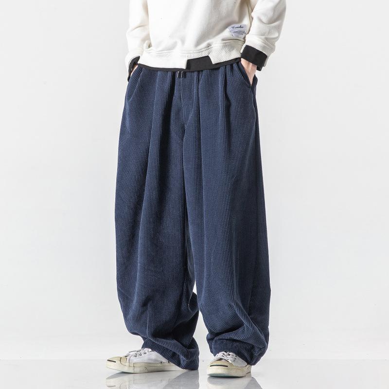 カジュアルパンツ メンズ コーデュロイ ゆったり 大きいサイズ ワイド バルーン サルエル ハイウエスト ポリエステル 春夏 薄手 トレンド