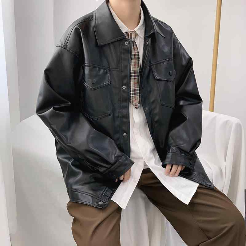 ジャケット メンズ 男性用 レザー 革ジャン ブルゾン 春秋 アウター ストリート系 カジュアル 普段使い タウンユース おしゃれ ブラック 長袖