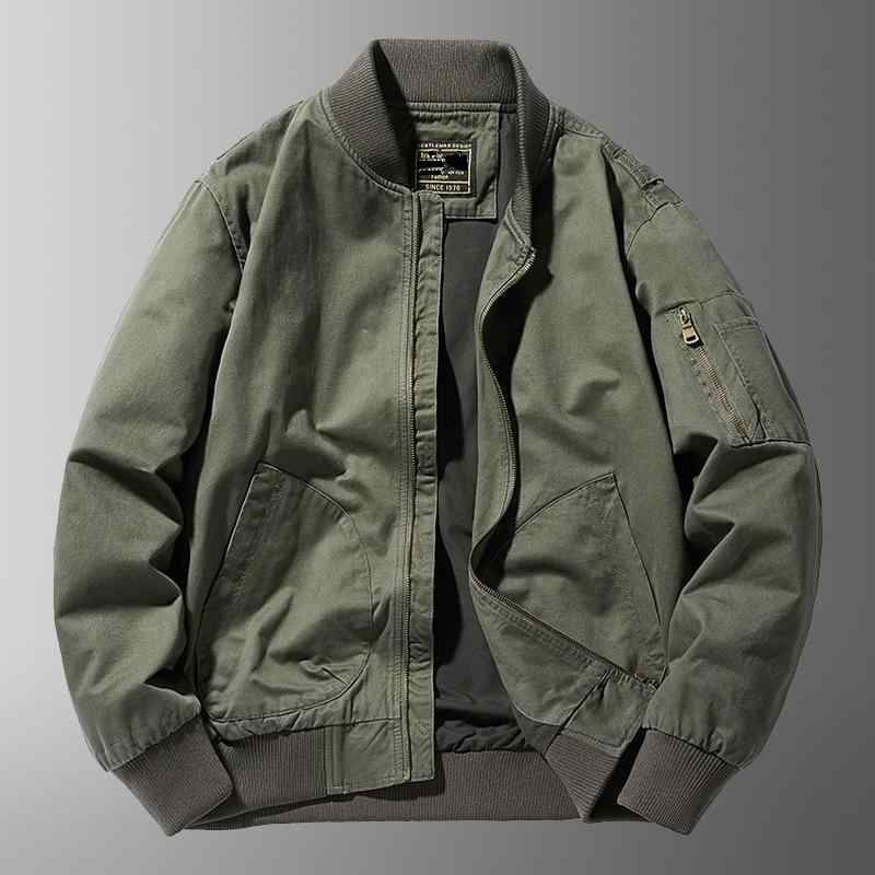 ジャケット ブルゾン メンズ 男性用 春秋 アメカジ ミリタリーグリーン コットン ゆったり ルーズフィット スタンドカラー ジップアップ 多ポケット 無地 普段使い カジュアル