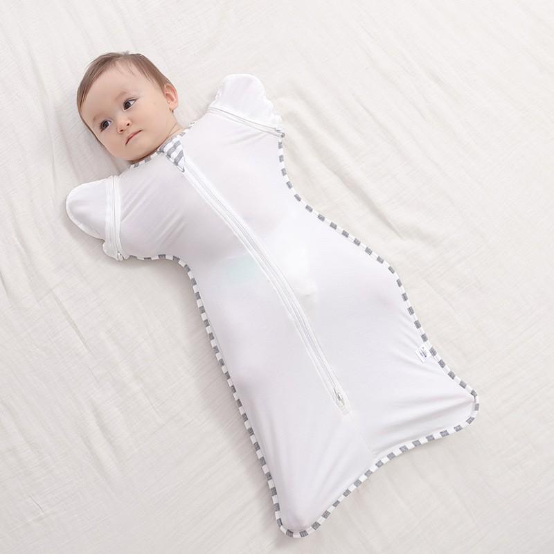 ベビー スリーパー 新生児 赤ちゃん おくるみ スワドル モロー反射対策 夜泣き対策 腕固定 ベスト型 薄手 竹繊維 天然素材 通気性 接触冷感 肌に優しい 通年