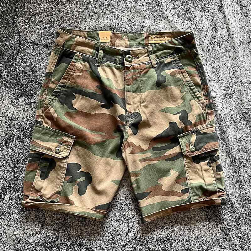 ショートパンツ メンズ アメカジ オリジナル ゆったり ストレート カーゴ 迷彩柄 綿 ウォッシュ加工 カジュアル 夏 ポケット付き ノンストレッチ 普段使い アウトドア