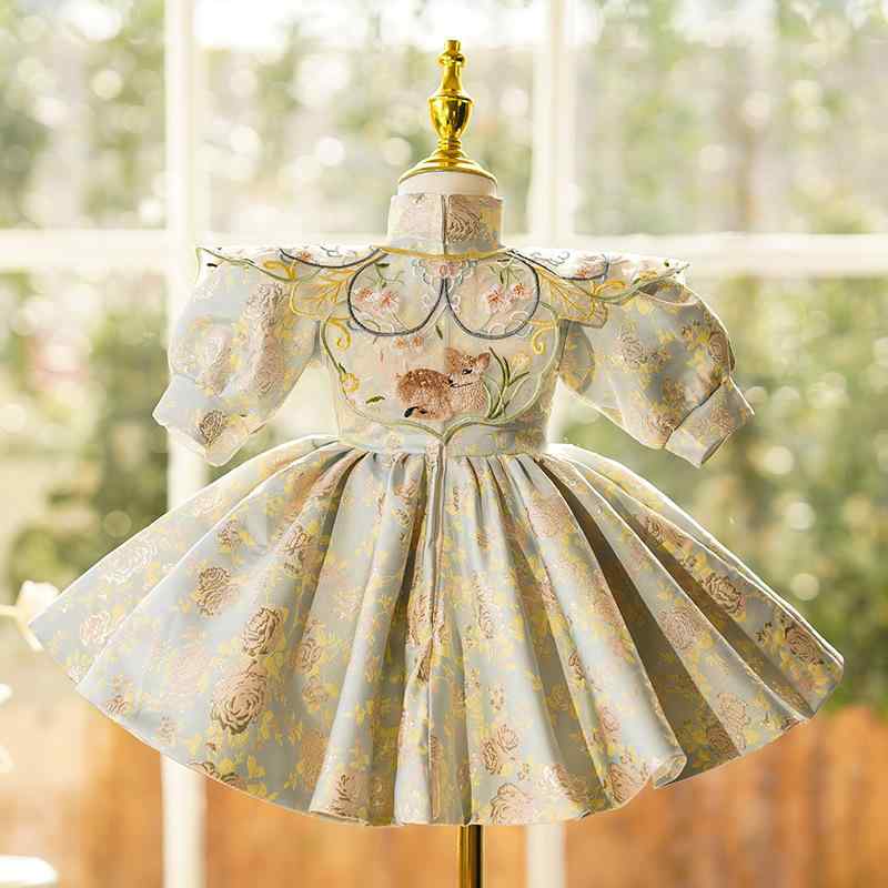 ドレス ベビー 女の子 一歳誕生日 選び取りセレモニー バースデーフォト 記念写真 中華風 チャイナドレス ワンピース フォーマル プリンセス かわいい 上品 華やか フラワーガール パーティー 発表会 お呼ばれ 結婚式 ポリエステル