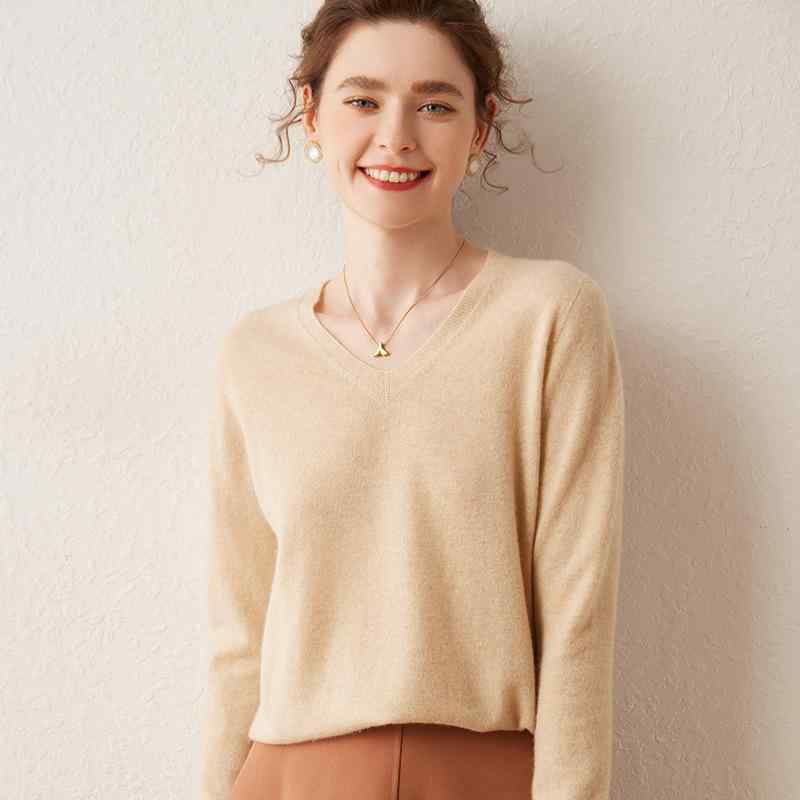 ニット レディース 女性用 秋冬 カシミヤ ゆったり Vネック 長袖 シンプル カジュアル きれいめ 着回し 万能 細見え スタイルアップ 厚手 プルオーバー トップス