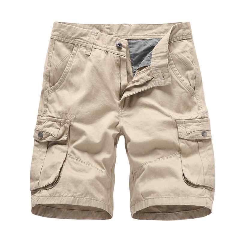 ショートパンツ メンズ 男性用 春夏 カーゴ ハーフ 五分丈 短パン ルーズフィット ゆったり ストレート マルチポケット カジュアル 普段使い 綿 コットン 無地 カーキ グレー ブラック アーミーグリーン ダークネイビー
