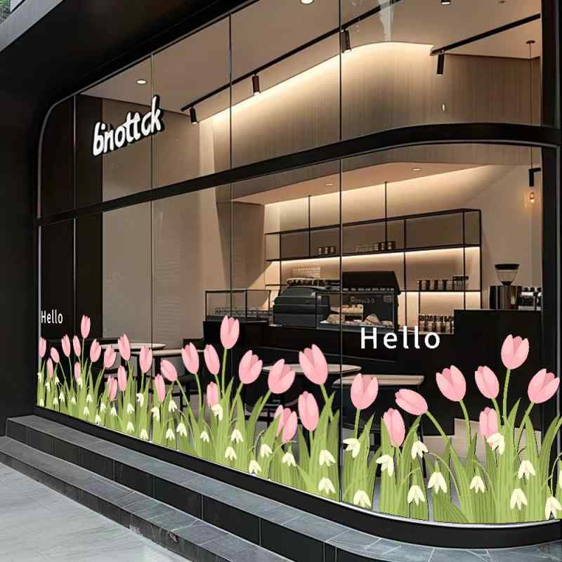 ステッカー インスタ映え 格好のいい チューリップ 花柄 絵図面 静電消印 風窓ステッカー バス発着場用 喫茶店 お召しもの 飲食店 見せ物風窓 窓瑠璃 飾り付け 飾り付け 見せびらかす PVC製 再抜け落ちる能力のある 生活雑貨-その他