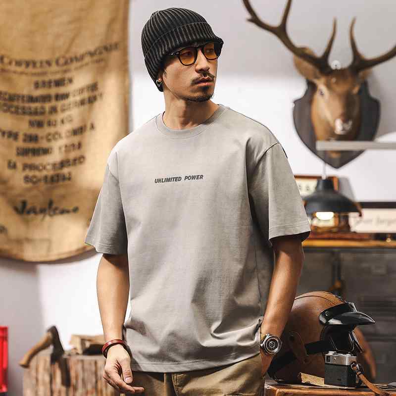 Tシャツ メンズ 接触冷感 ウォッシュ加工 抗菌 半袖 アメカジ ヴィンテージ ゆったり ビッグシルエット ドロップショルダー トップス 精梳綿 夏 普段使い 男性用
