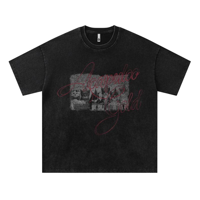 Tシャツ ユニセックス アメカジ ストリート 猫プリント 半袖 オーバーサイズ クルーネック ゆったりシルエット カジュアル 普段使い コットン カップル 個性的 黒 春夏