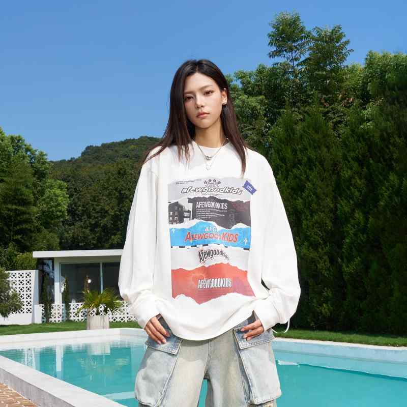 Tシャツ 男女兼用 アメカジ ストリート系 グラフィックプリント 長袖 ゆったり ビッグシルエット トップス コットン 綿100% 抗菌 春秋 普段使い ペアルック カップルコーデ ホワイト ブラック