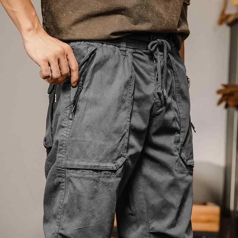 ワークパンツ メンズ 男性用 アメカジ レトロ ストレート 薄手 綿 コットン ジッパーポケット ミドルウエスト イージーケア 耐久性 微ストレッチ 秋 無地 カジュアルボトムス