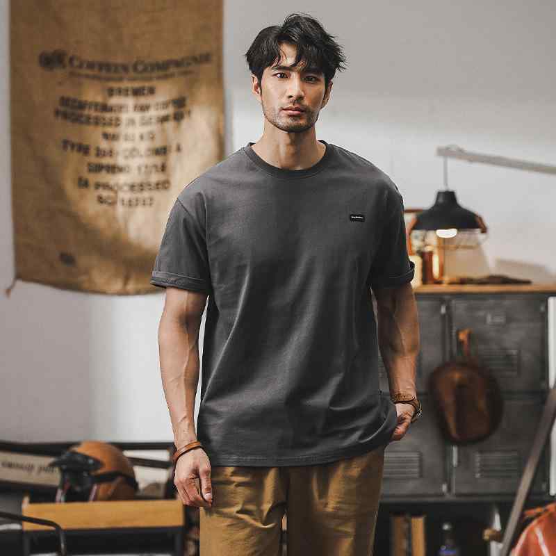 Tシャツ メンズ 半袖 アメリカンレトロ ヘビーウェイト 厚手 ビッグシルエット ルーズフィット オーバーサイズ クルーネック 丸首 コーマ綿 抗菌 しわになりにくい ノーアイロン アルファベット レタープリント アメカジ カジュアル 普段使い スポーツ