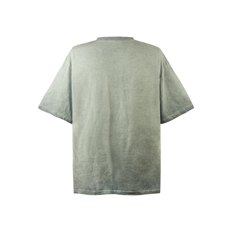Tシャツ メンズ レディース アメカジ ヴィンテージ ウォッシュ加工 半袖 ハンドプリント オーバーサイズ ビッグシルエット クルーネック ストリート カジュアル ペアルック 綿100% 厚手 通気性 グラデーションカラー 夏