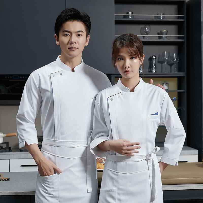 コックコート メンズ 男性 長袖 半袖 厨房 飲食店 ホテル レストラン ユニフォーム 作業服 吸湿速乾 通気性 綿混 オールシーズン 白 黒 青