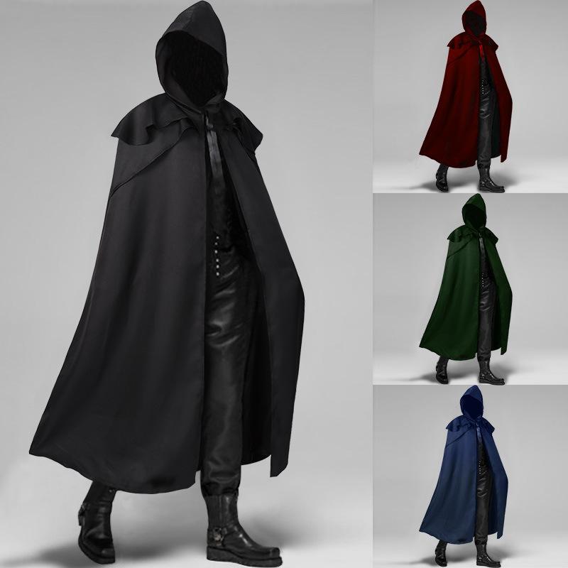 マント メンズ 男性用 ハロウィン コスプレ 中世風 ゴシック風 欧米風 パーティー 仮装 衣装 舞台 イベント 演劇 ロング丈 フード付き 大判 ゆったり ビッグシルエット