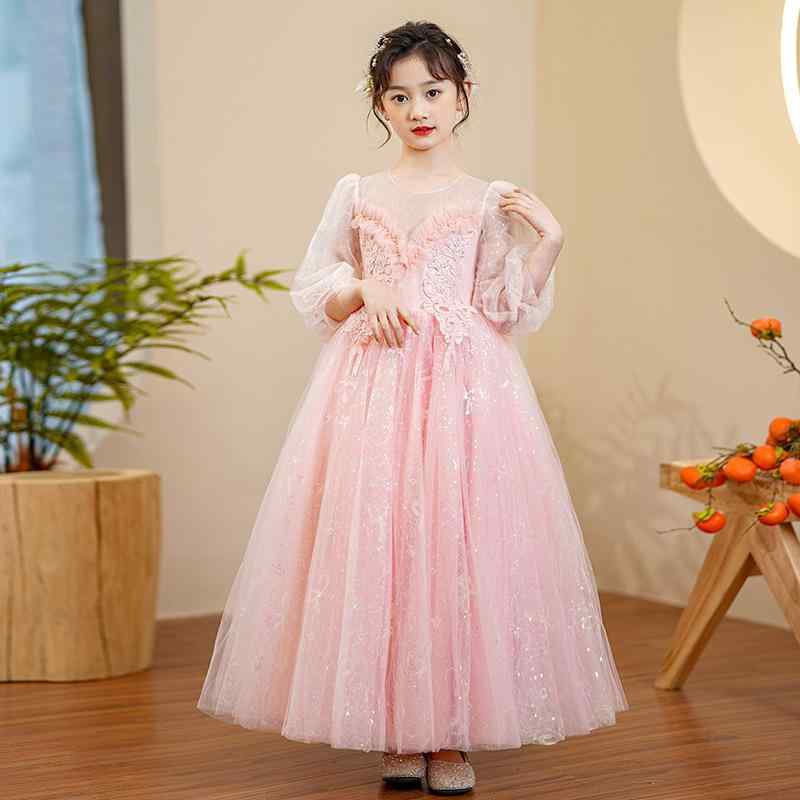 ワンピース キッズ 女の子 プリンセスドレス フォーマル セレモニー 誕生日 ピアノ発表会 結婚式 フラワーガール チュールスカート ポリエステル 柔らかい 無地 綿裏地 春秋