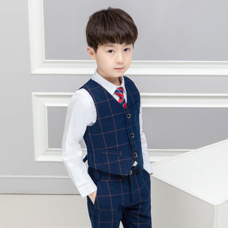 男の子 フォーマルスーツ キッズ セットアップ 礼服 ピアノ発表会 結婚式 入学式 卒業式 演奏会 プリンス風 ブルーチェック 韓国風 ブリティッシュ ポリエステル 春夏