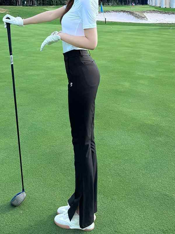 ゴルフウェア 女性用 半袖トップス ハイウエスト ロングパンツ セットアップ 速乾 ストレッチ 伸縮性 軽量 快適 スタイリッシュ 無地 スポーツ ファッション ラウンド 練習 普段使い 春夏｜あじゅり