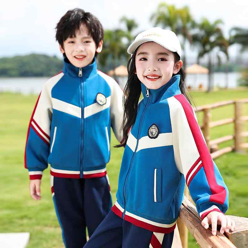 スクールウェア 子供 キッズ 小学生 中学生 幼稚園児 男女兼用 スポーツ 学院風 セットアップ 3点セット 4点セット 長袖トップス 長ズボン ジップアップ 綿素材 柔らかい カジュアル 通学 発表会