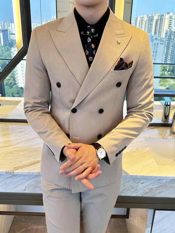 背広 成人男性用 御膳上等感 華燭の典 花むこ フォーマル スリー平和条約 ダブル乳ぶさ か細い相応う 商行為 通い 事務所 セットアップ ポリエステル混紡 鉄不必要 シワになりにくい 交歓会 寄り合い 礼服