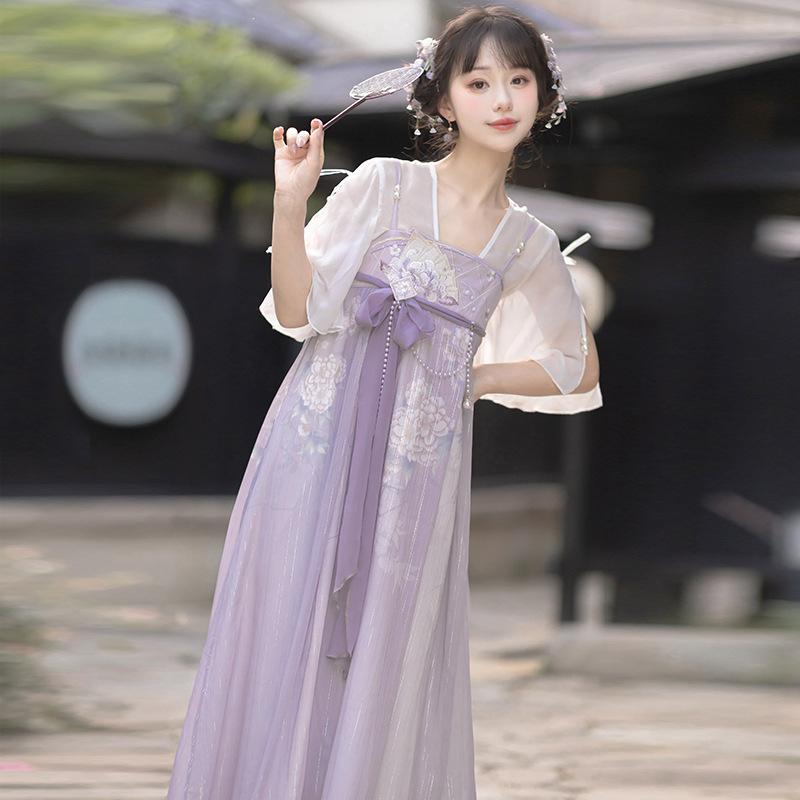 セットアップ レディース 中国風 モダン 漢服モチーフ オリジナルデザイン トップス キャミソールワンピース ポリエステル 軽やか 普段使い 春夏