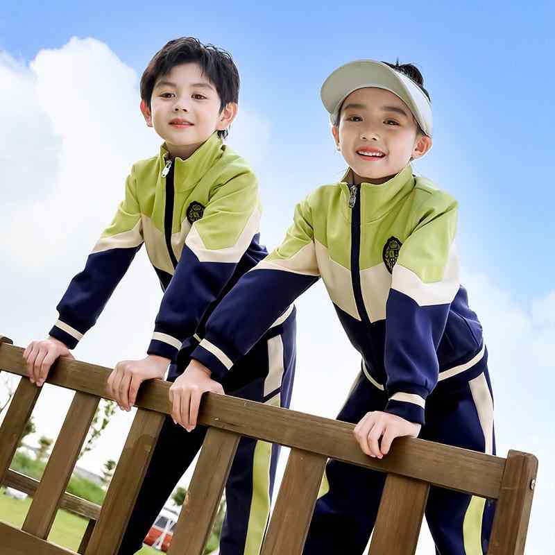 スクールウェア キッズ 男女兼用 幼稚園 小学生 低学年 園児向け 英国風 学院風 制服 セットアップ 長袖 ロングパンツ 運動 スポーツ 通学 通園 普段使い 綿混 コットンブレンド 動きやすい カジュアル