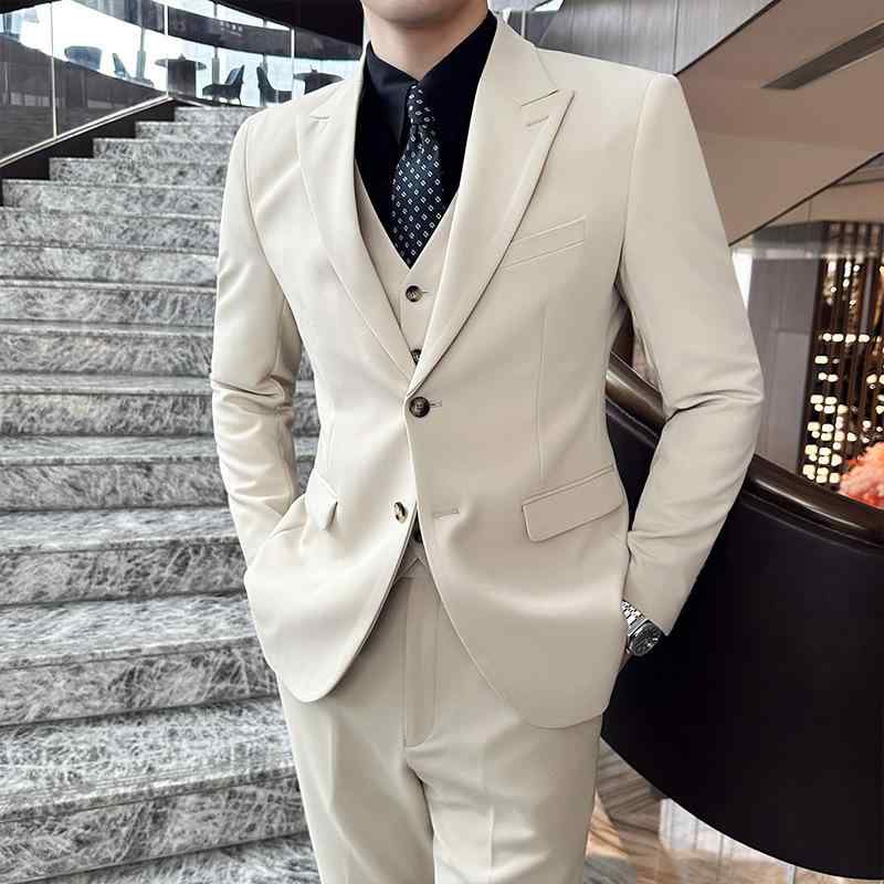 背広 メンズ 成人男性用 ピークドラペル スリー平和条約 か細い相応う 御膳上等感 綿織物組み合わせる 商行為 心地よい ハリ感 セットアップ 黒いこと 駱駝 ベージュ まっ黒い緑であること
