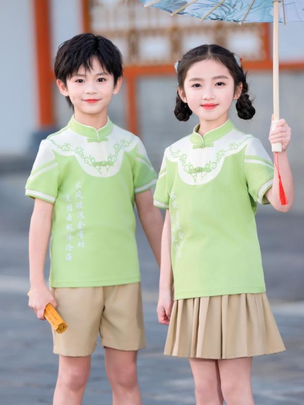 スクールユニフォーム キッズ ジュニア 小学生 園児服 夏 半袖Tシャツ ハーフパンツ ツーピース アカデミー風 スポーツカジュアル 運動着 綿混素材 柔らかい肌触り 男女兼用