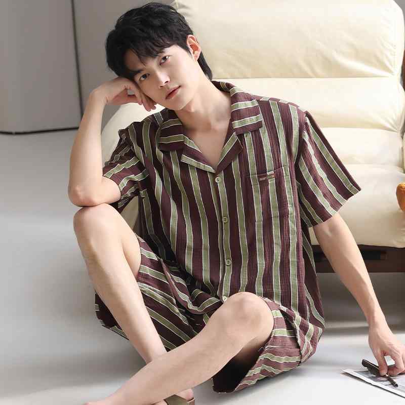 パジャマ メンズ 男性用 綿100% 半袖 ショートパンツ 夏用 大きいサイズ 部屋着 ルームウェア 薄手 襟付き 高級感
