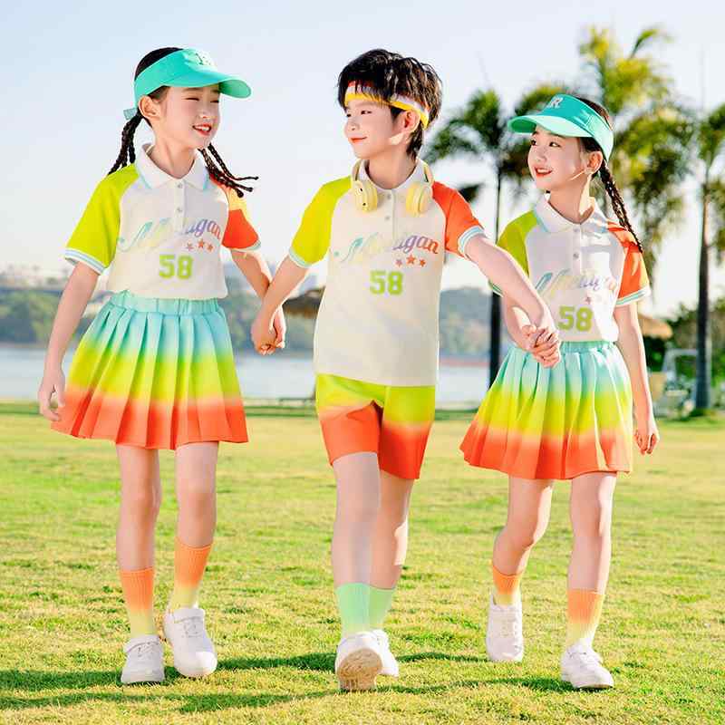 スクールウェア キッズ 小学生 幼稚園 男女兼用 男の子 女の子 夏服 半袖 ジップアップ 運動着 発表会 卒業式 運動会 イベント 写真撮影 綿素材 カジュアル チームウェア