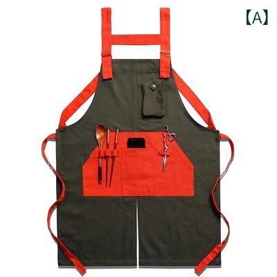 エプロン レディース メンズ デニム おしゃれ 韓国風 バリスタ カフェ 喫茶店 美容室 理容室 ネイルサロン レストラン 作業用 防汚 ワークウェア 制服 ユニフォーム