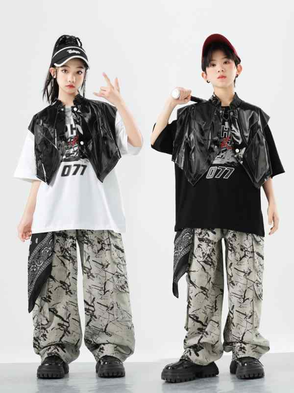 ダンス衣装 キッズ 男の子 ストリート ヒップホップ ジャズ ドラム 発表会 ステージ パフォーマンスウェア イベント コンテスト 小中学生 ジュニア コットンブレンド 綿混 快適